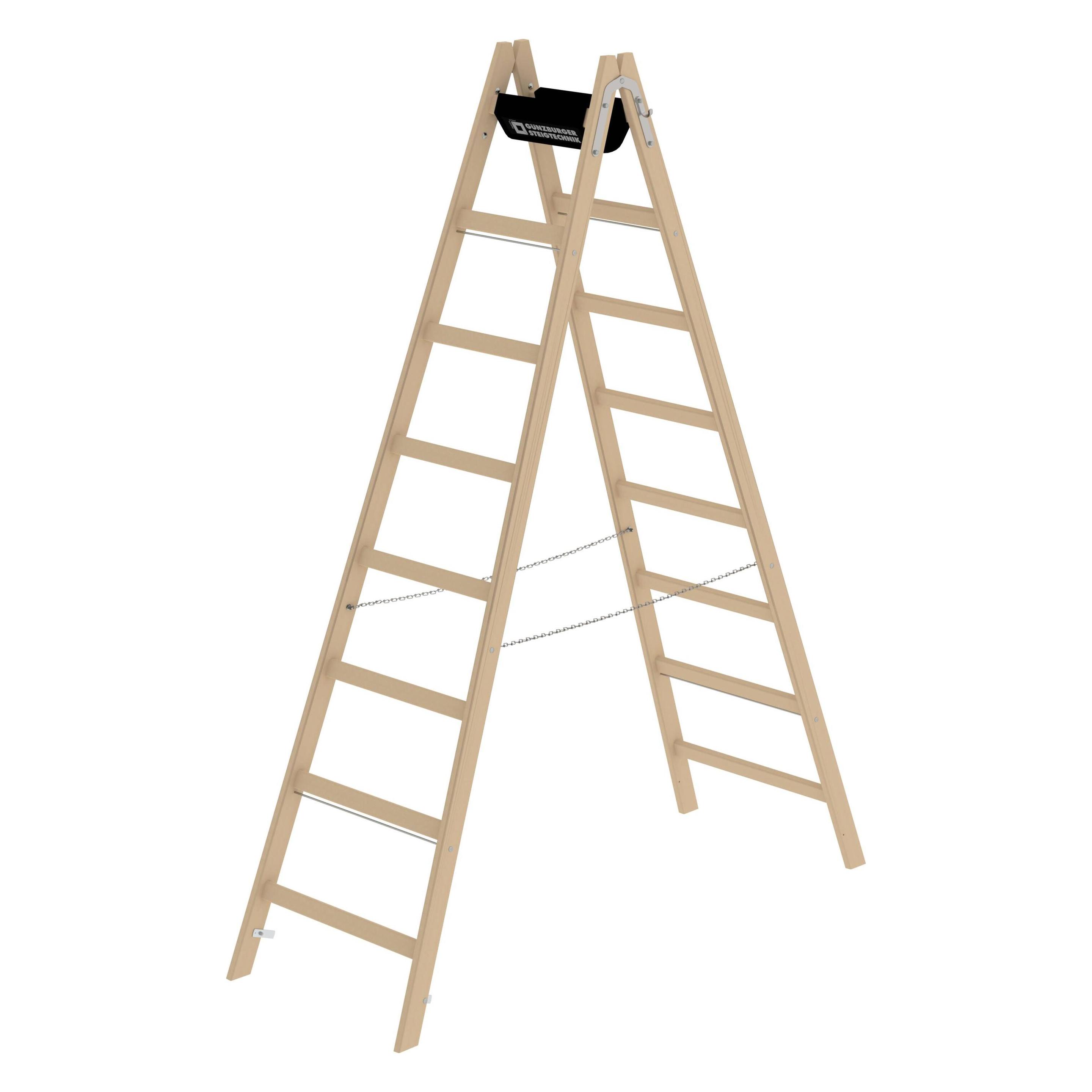 Munk Sprossen-Stehleiter Holz 2x8 Sprossen (Stehleiter, 234 cm) (033216)