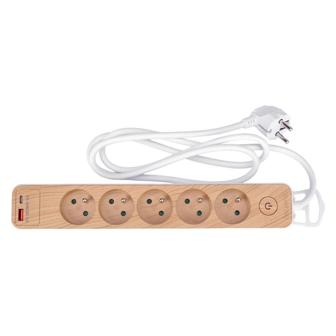 Sthor VERLÄNGERUNGSKABEL MIT USB, HOLZ, 5G, 1,4 m (USB) (T72344)