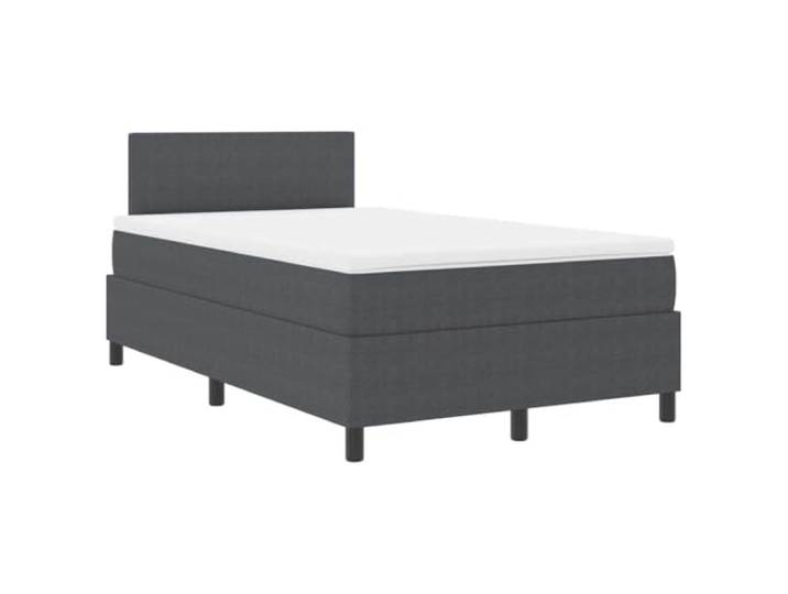 KTHLBRH Boxspringbett Boxspringbett Dunkelgrau und Weiß 120 x 190 cm Verstellbares Kopfteil, Holzrahmen, feste Latten, Taschenfedern, minimalistisches Design