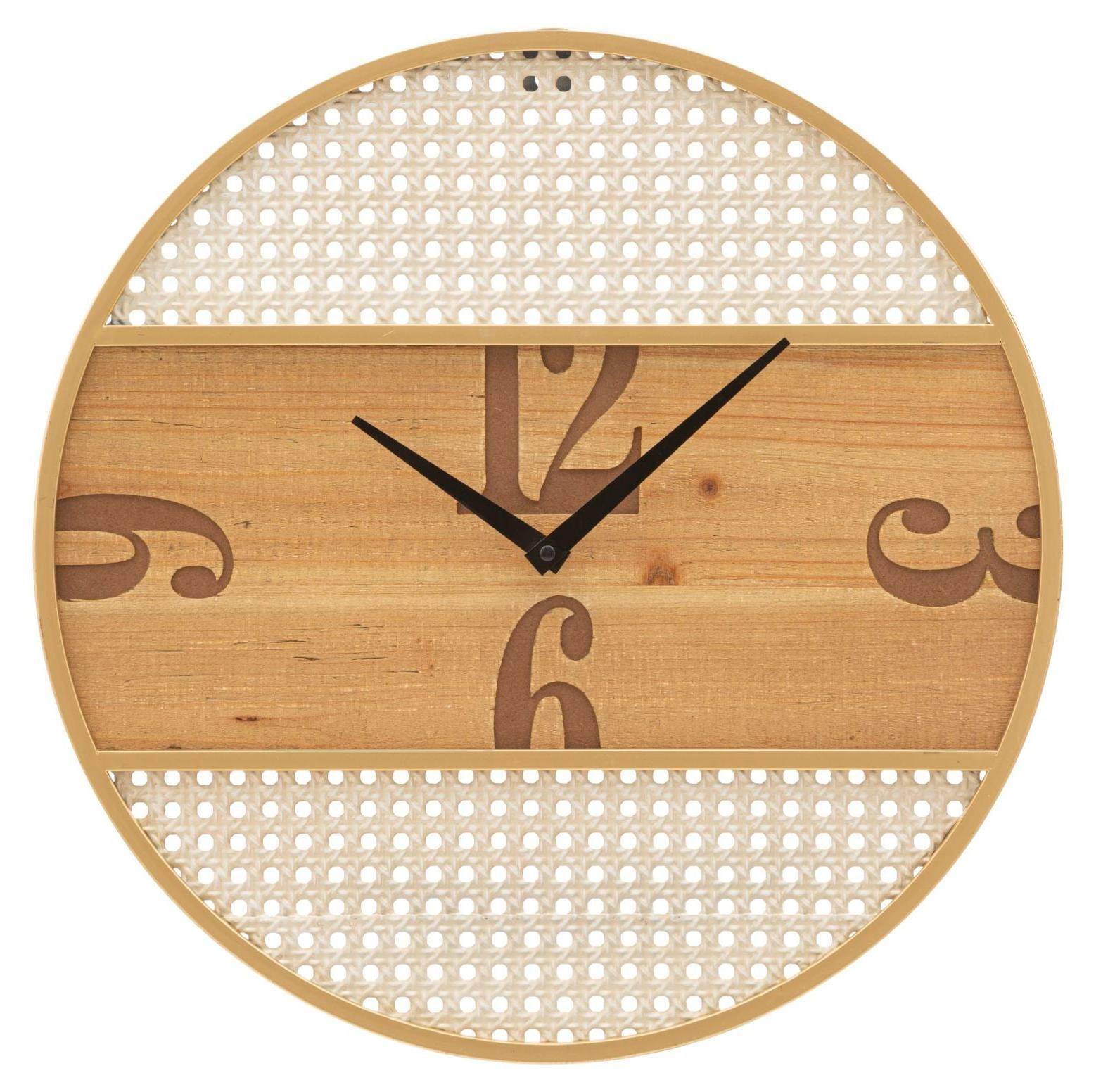 Mauro Ferretti Fuji Wandklok in Wiener vlechtstijl, IJzer en MDF, Natuurkleur, B: 50 cm, D: 3,5 cm