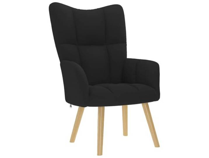 NLQMSU Relaxsessel, Schwarz, Polyestergewebe, mit Rahmen aus Holz und Atmungsaktives Polyestergewebe, weiche Sitzfläche, geneigte Rückenlehne, bequeme Armlehnen, für Wohnzimmer, Esszimmer