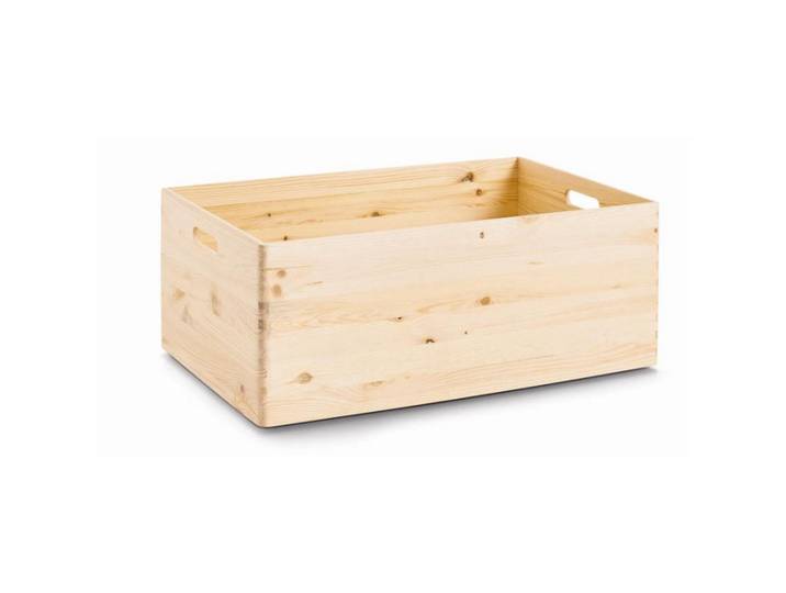 Zeller Present Dekokiste, Naturfarben, Holz, Kiefer, Hartholz, 60x40x24 cm, FSC 100%, stapelbar, Ordnen & Aufbewahren, Dekoboxen & Aufbewahrungsboxen, Holzkisten