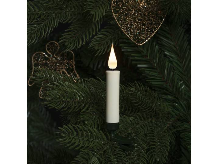 Konstsmide Christmas LED-Christbaumkerzen kabellos weiß, 3D, 12-teilig Christbaumkerzen, dimmbar, weiß / opal, Kunststoff