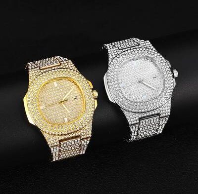 Uplift Essentials Luxury Iced Out Hip Hop Watch Exquisite Diamond Encrusted Fashion Timepiece For Men And Women silver