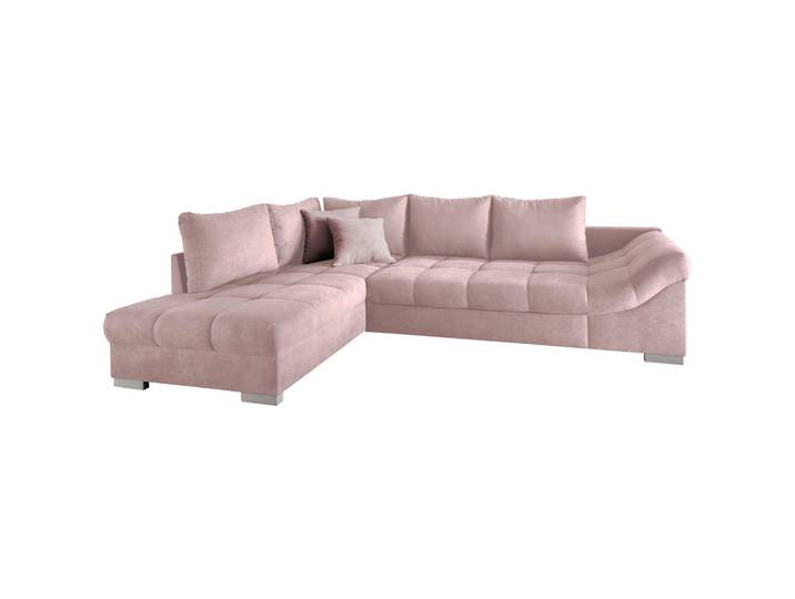 P & B Eckschlafsofa, Rosa, Holz, Buche, Füllung: Schaumstoff, 298x202 cm, Liegefunktion, Rücken echt, Armteil rechts, Schlafzimmer