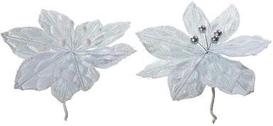 IH Casa Decor White Poinsettia Pick - Set of 12