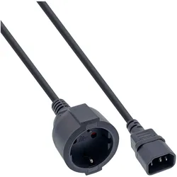 InLine 40er Bulk-Pack  Netz Adapter Kabel, Kaltgeräte C14 auf Schutzkontakt Buchse, für USV, 0,5m (0.50 m), Stromkabel, Schwarz