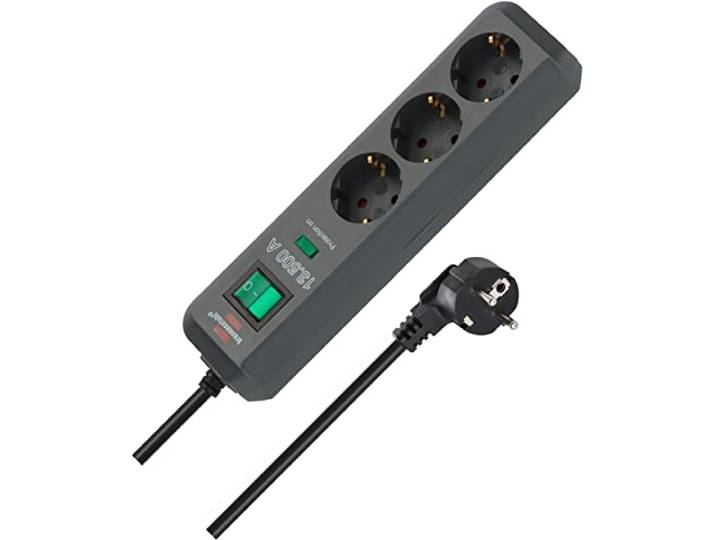 Multiprise 3 Prises avec Interrupteur Brennenstuhl Eco-Line Multiprise avec protection tactile accrue\, interrupteur et câble de 1\,5 m\, anthracite