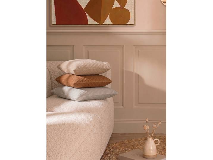 Kissenhülle Beige/Beige 50 x 50cm Gerippter Samtstoff Pelda