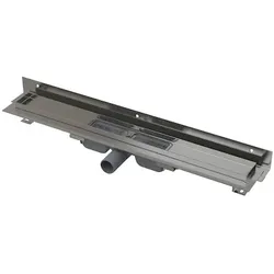 Alca Duschrinne mit Edelstahlrand für perforierten Rost und mit verstellbarer Aufkantungsflansch zur Wand APZ104-650