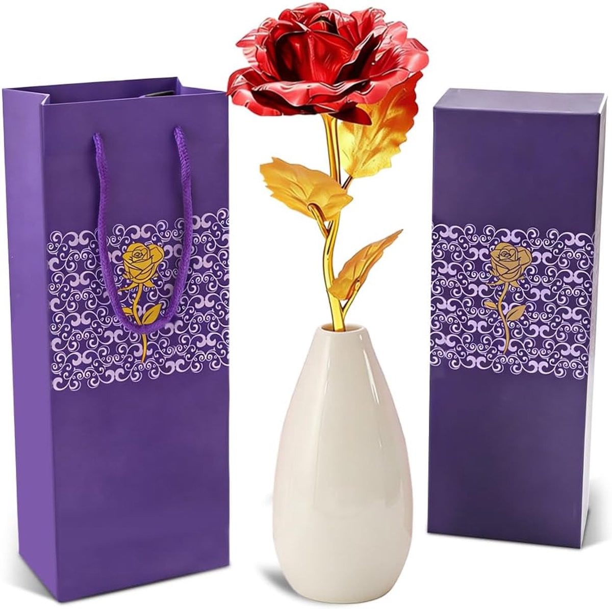 Infinity Rose kunstbloem met vaas in premium doos