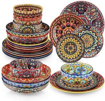 vancasso LUMI Pattern Porcelain Dinnerware Set for Family Dining