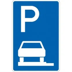 Verkehrsschild VZ315-60, Parken ganz auf Gehwegen links, Alu, RA2, 600x900 mm