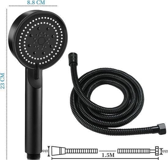 Waterbesparende handdouchekop met massage- en regendouchefunctie, rond, chroom, R x B x D: 23,0 x 8,8 x 8,8 cm