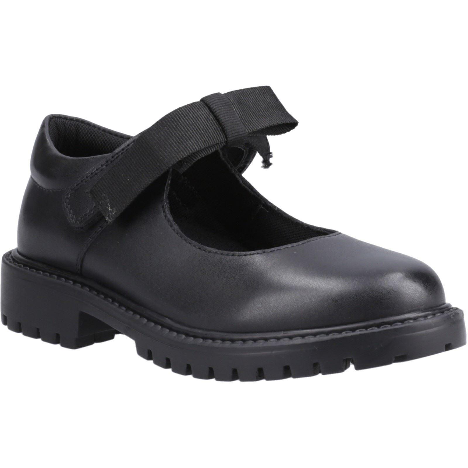 Hush Puppies Astrid Schleife Leder Mädchen Schwarz Schuhe