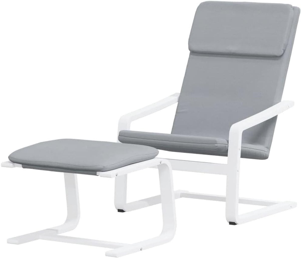Relaxstoel met voetenbank en berkenhouten frame