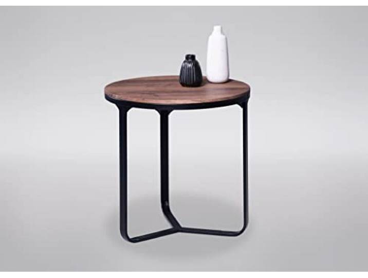 M2 Kollektion Boston 1 - Moderner Couchtisch (Ø 50 cm, H 51cm) Zinneiche Dekor, Schwarz Minimalistisches Design Pflegeleicht, stabil & vielseitig nutzbar
