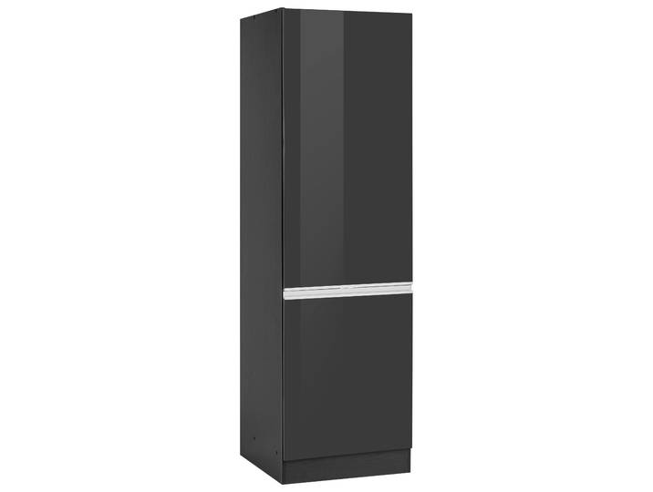 Kühlumbauschrank KOCHSTATION KS-Ohio , grau (grau hochglanz, grafit), B:60cm H:200cm T:60cm, Schränke, Kühlumbauschrank