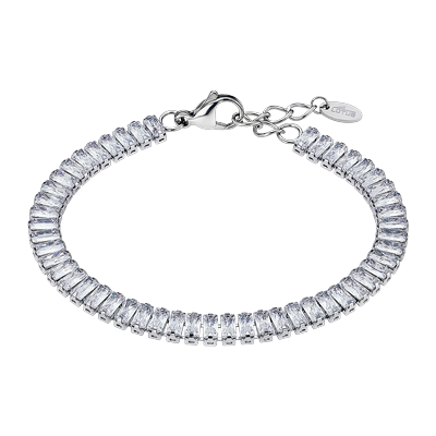 Armband LOTUS "Ionic", silber (edelstahlfarben, kristallweiß, kristallweiß), Armbänder, Damen, 17,34cm, Edelstahl, Armband, mit Glasstein