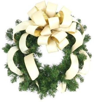 Creative Labs "22"" Holiday Wreath with Cream Large Bow"