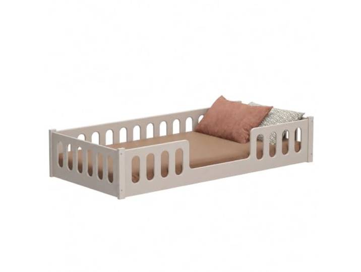 CADANI Monte 90x200 Beige Bodenbett - Rausfallschutz abnehmbar, bis 200 kg Montessori Kinderbett, robuster Roll-Lattenrost, abgerundete Kanten, hochwertige Fertigung in der EU für langlebige Qualität