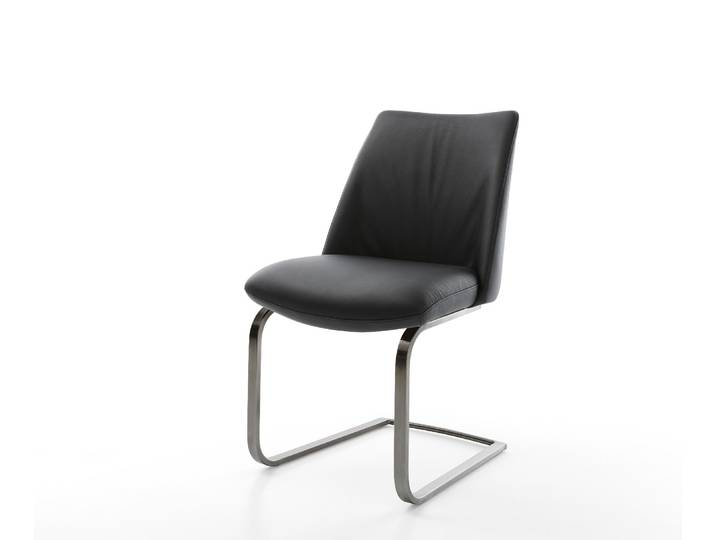 Cantilever Elso Flex cuir de vache noir pied cantilever plat grafiete ressorts ensachés