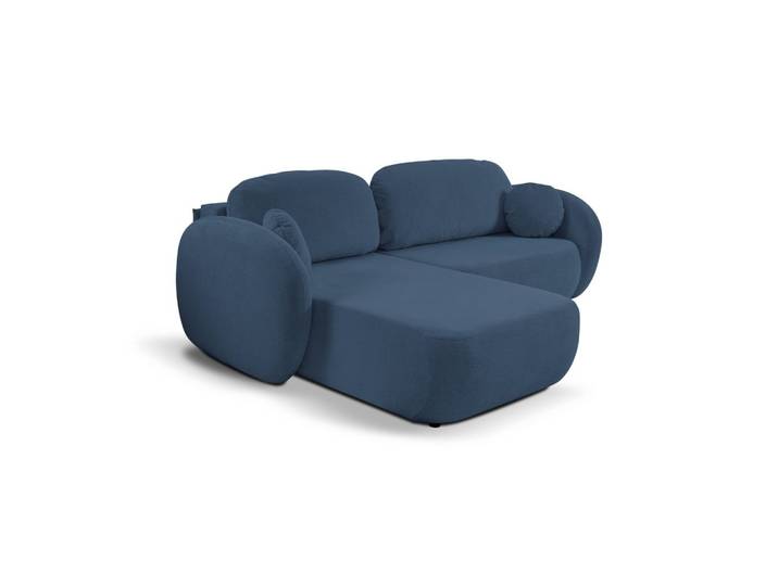 ECKSOFA AMICO L-S Dunkelblau Geflochtener Stoff mit Schlaffunktion