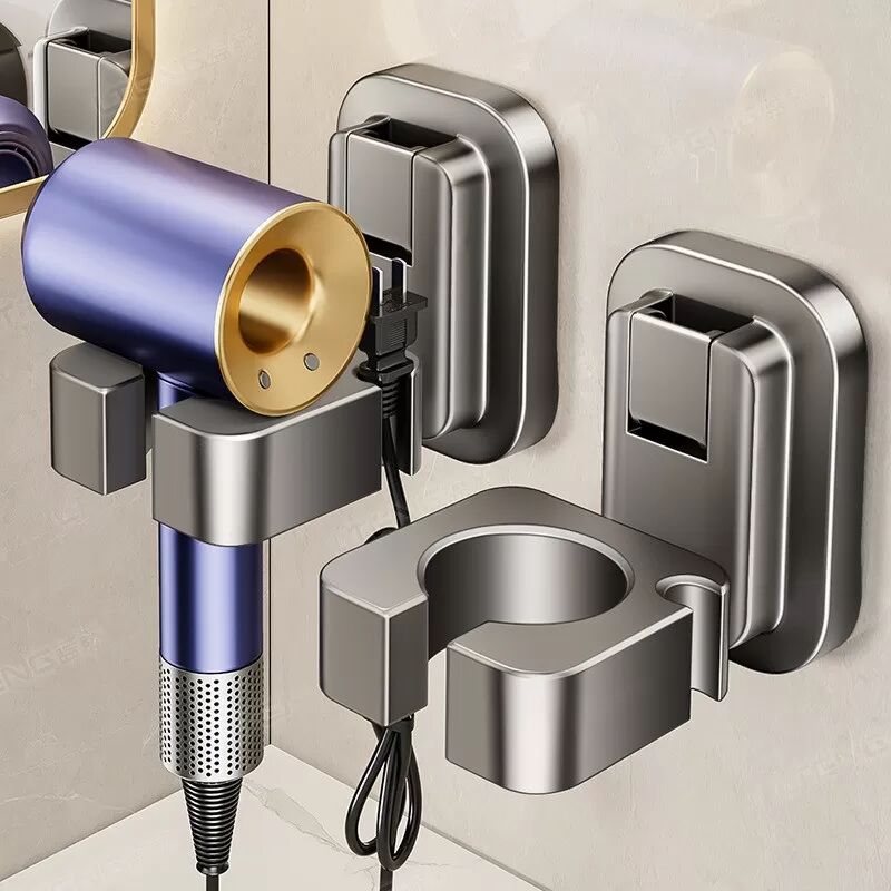INF Gunmetal Saugknopf Einfacher Fönhalter 2er-Pack - Keine Bohrung Erforderlich