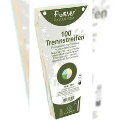 Exacompta 13595E 6x Packung mit 120 Trennstreifen, gelocht, trapezförmig aus Recycling-Papier 180g/qm, 105x240mm - Forever - Farben sortiert