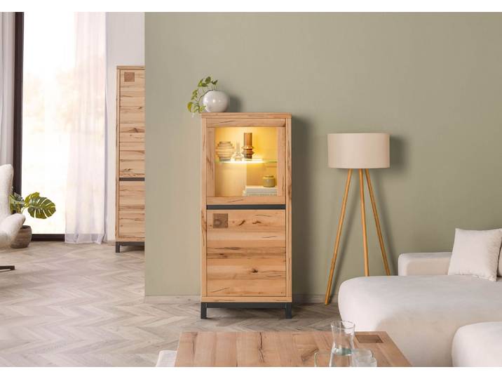 Vitrine en bois de hêtre 65x40x148 huilé naturel VILLANDERS #104