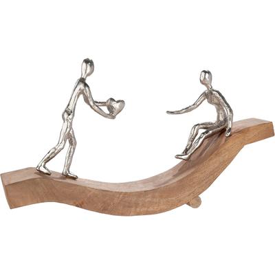 Skulptur GILDE "Skulptur Catch my heart naturfarben", braun (naturfarben), B:51cm H:28cm T:8,5cm, Mangoholz, Dekofiguren, Liebe Romantik Paar Zuneigung Emotion Verbundenheit