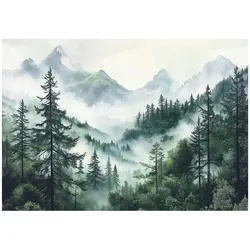 FOTOTAPETE Wald im Nebel Wohnzimmer Vlies Tapete 350x250