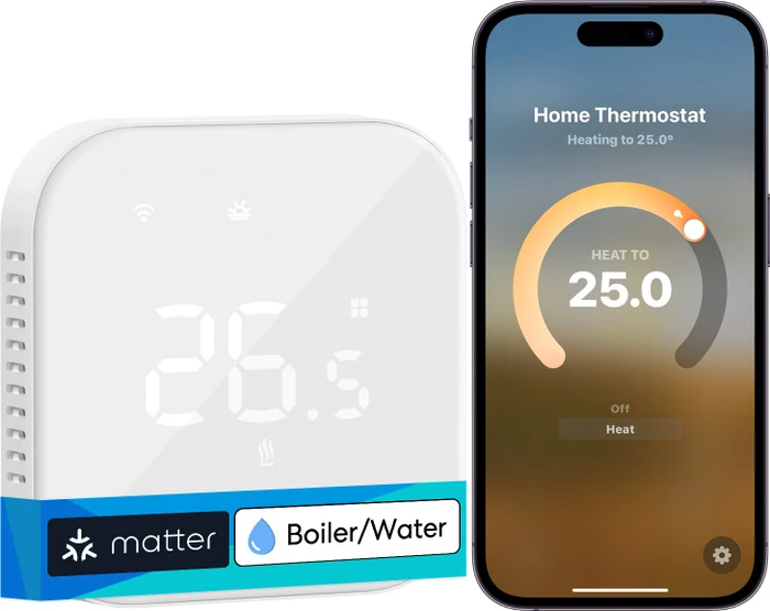 Meross Smart Wi-Fi Thermostat for Boiler/Water Heating System, weiß