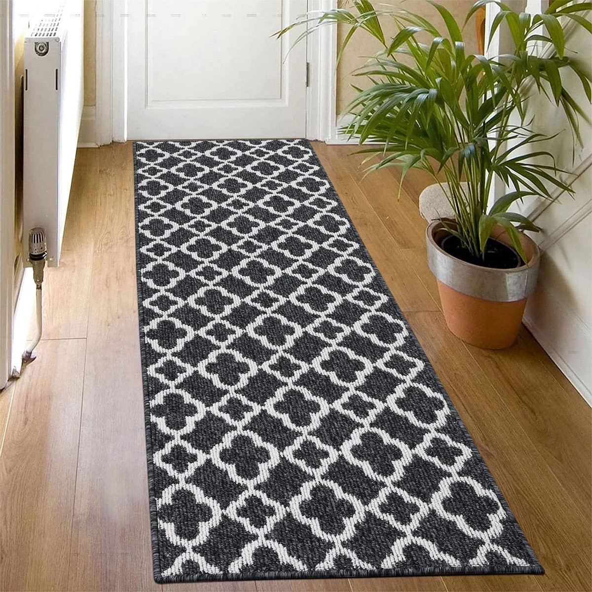 Zwarte Runner Hallway Vloerkleed met Antislip Rubber Rug voor Gang en Keuken - Breedte: 50 cm, Lengte: 150 cm