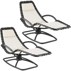 TecTake GmbH tectake Gartenliege Toulon Schwingfunktion Sonnenliege ergonomisch Textilene beige 77x170x83cm Kopfpolster 120kg