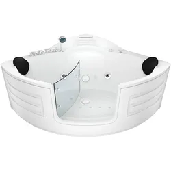 AcquaVapore Whirlpool Pool Badewanne Eckwanne Wanne W70 150x150cm mit Tür Walk-in-Pool passive Schlauch-Reinigung