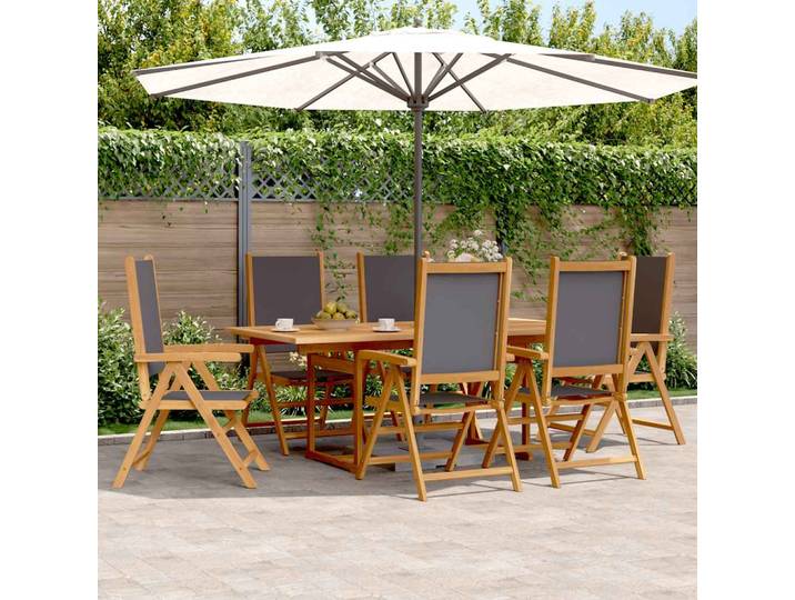 Vidaxl Ensemble À Manger De Jardin 7 Pcs Anthracite Tissu Bois Massif