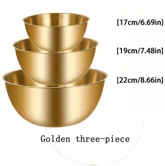 Friendly Fresh Finds Stainless Steel Mixing Bowls Set For Kitchen Use Ideal For Mixing, Kneading Dough, And Serving Salads gold