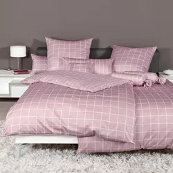 Janine Wendebettwäsche Karo Streifen modern classic Bezug für Nackenrolle einzeln 15x40 cm Karo | kreiderose - pink