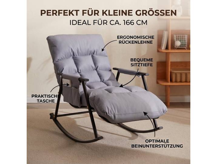 POPOLIC Schaukelstuhl Ergonomischer Schaukelstuhl/Liegesessel 140x60x96cm - Verstellbar