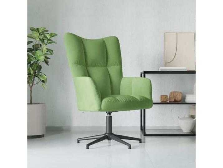 IBUQDDV Relaxsessel Hellgrün Samt mit 360 Grad Drehung Stahlgestell Schaumstoffpolsterung, Stepp-Design, Kreuzfuß, 110 kg Belastbarkeit, moderner Stil