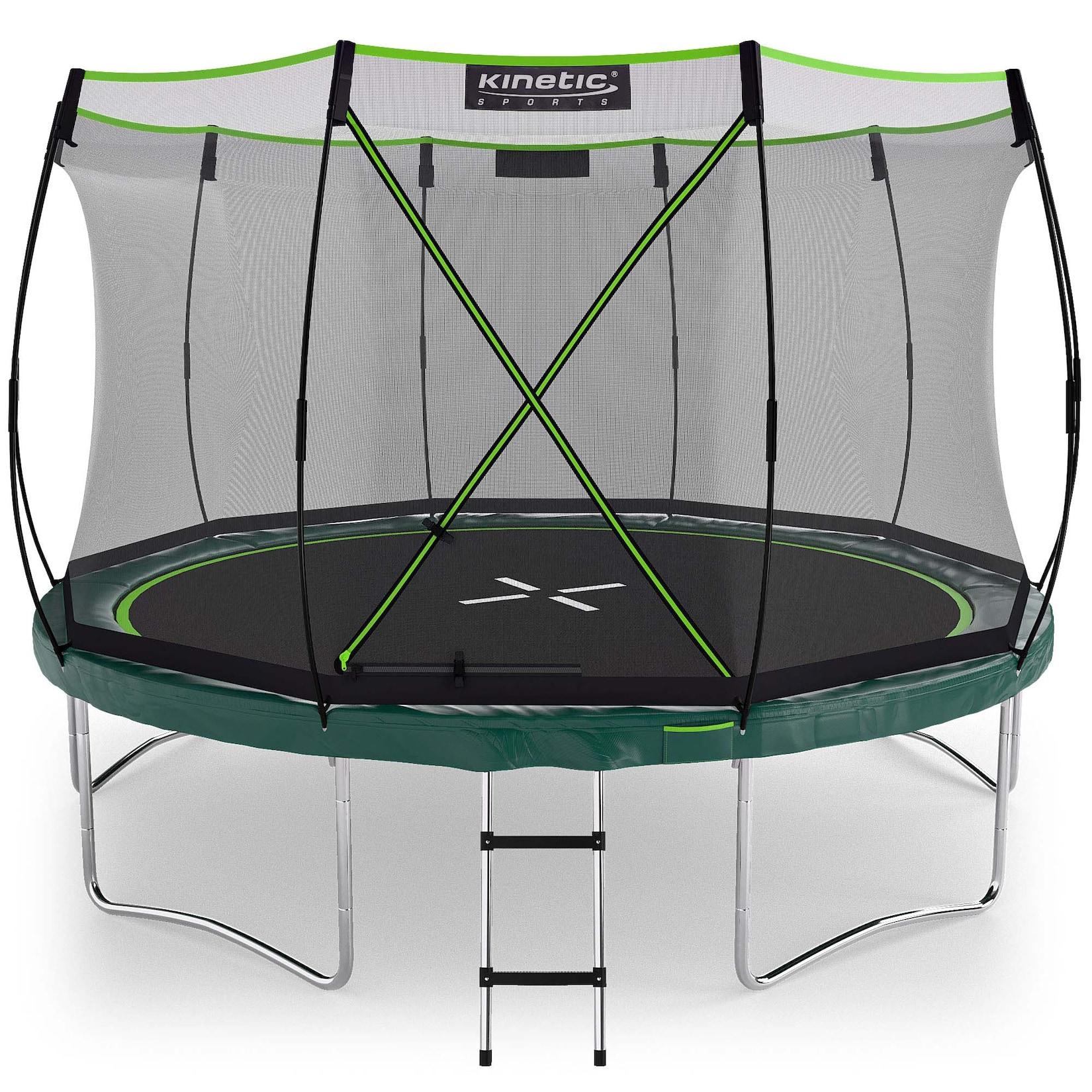 KINETIC SPORTS Trampolin Federlos-Design 'Bungee Safety Elite' - Outdoor Gartentrampolin für Kinder Dunkelgrün Ø 366 cm Ø 366 cm