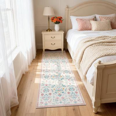 Garvee Floral Runner Rug, Washable Non Slip Foldable Rug for Hallway Kitchen