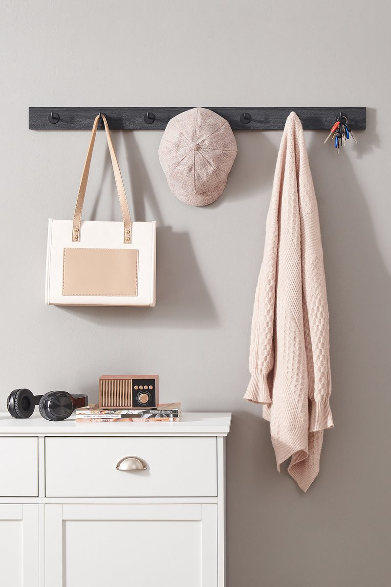 MAZAZU Wandkapstok voor volwassenen, Zwart, Breedte: 90 cm