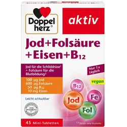 DOPPELHERZ Jod+Folsäure+Eisen+B12 Tabletten 45 St