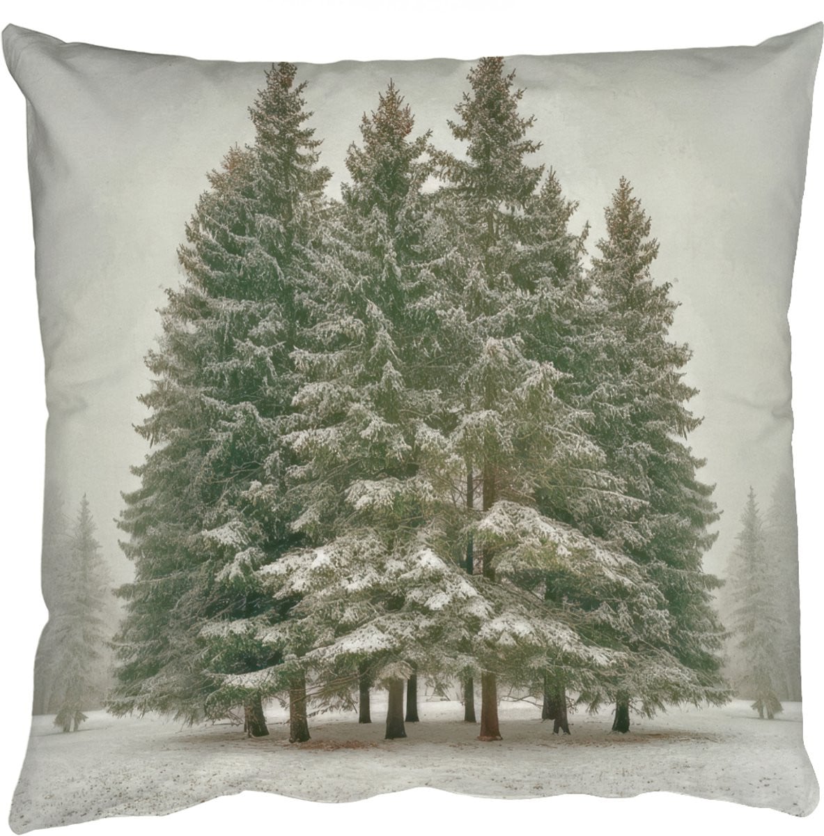 PillowMonkey Sierkussen Bomen Sneeuw Wit 45 x 45 cm