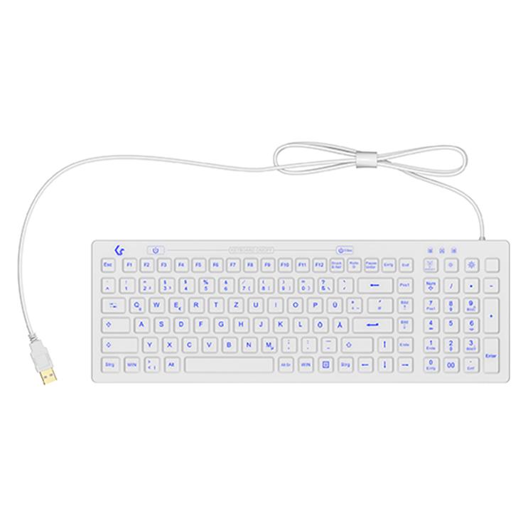 KeySonic Industrietastatur, USB, Beleuchtet, Silikon, weiss, Wasser und Staub geschützt IP68, DE (DE, Kabelgebunden) (KSK-6031INEL-Wh (DE))