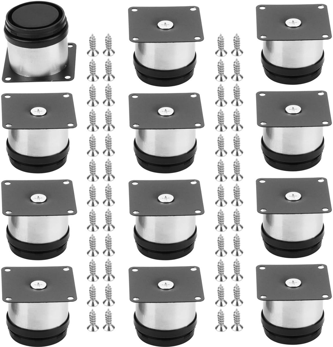 Set van 12 verstelbare meubelpoten van RVS, 5 cm