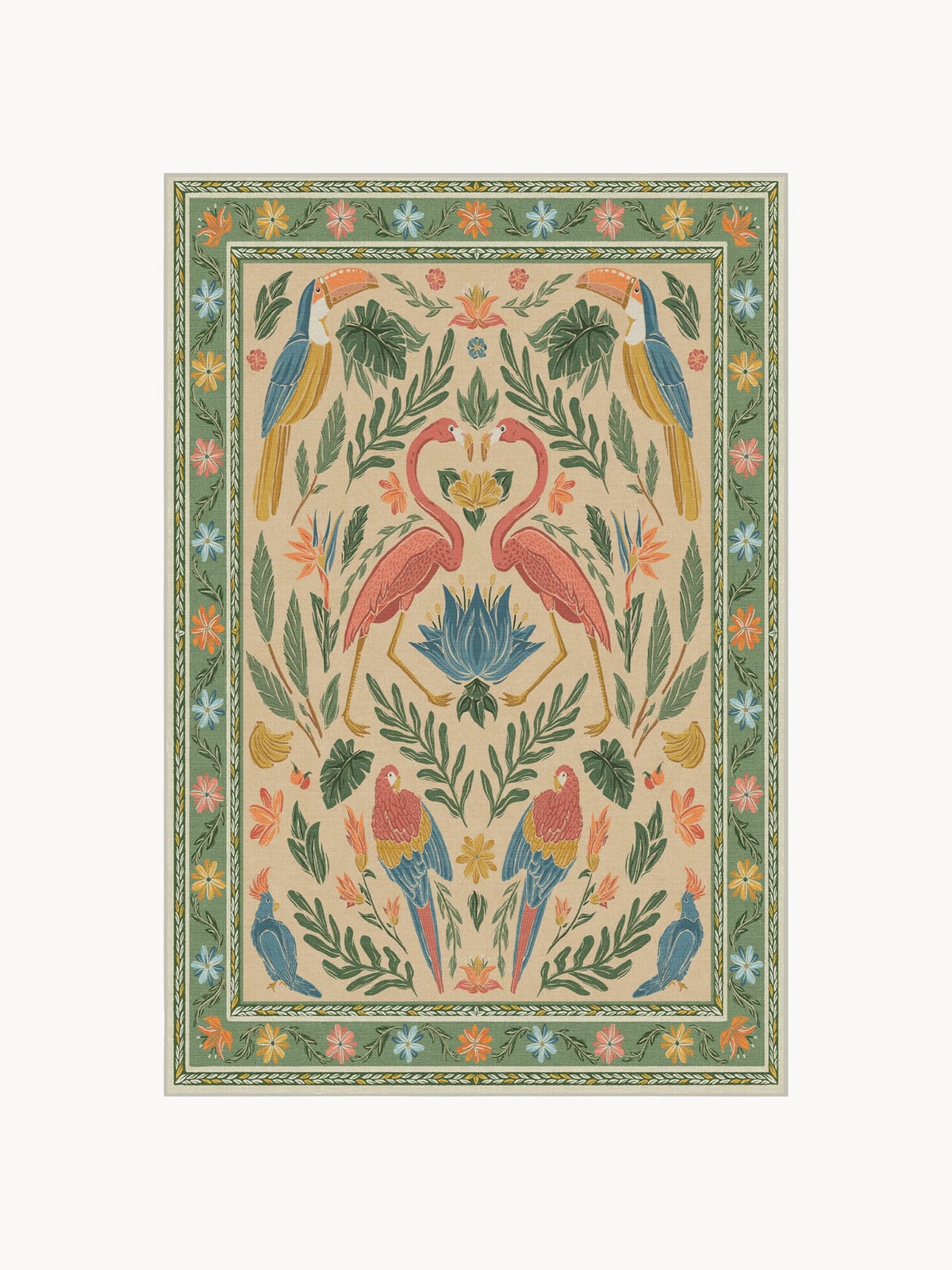Wasbaar laagpolig vloerkleed Ruggable Birds of a Feather met dierenprint en chenille details