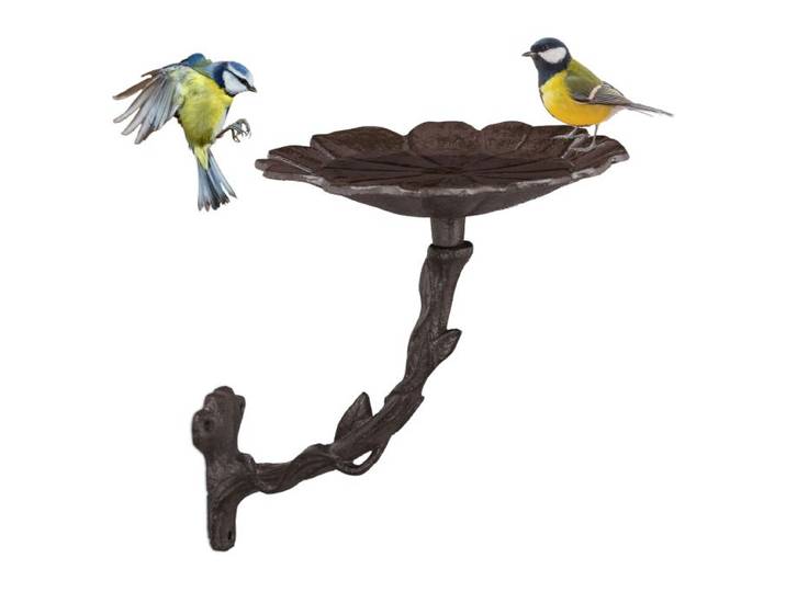 Relaxdays Vogeltränke Blüte aus Gusseisen